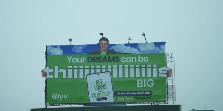 Olyv App, Sourav Ganguly OOH, Kolkata Marketing, Digital Lending India, Financial Wellness, Sourav Ganguly Birthday, OOH Advertising Campaign