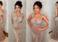 Seerat Kapoor’s Red Carpet Look: Sparkling Champagne Gown & Flawless Glamour 11 Seerat Kapoor ,Seerat Kapoor red carpet, Champagne couture gown, Kiki designer dress, Bollywood celebrity style, Dynamic Screen Presence Award, Wedding reception fashion inspiration, Blu Diamonds jewellery, Mermaid silhouette gown,Actress Seerat Kapoor,