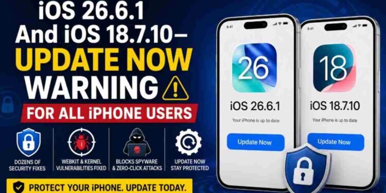 iOS 26.6.1, iOS 18.7.10, Apple Security Update, iPhone Update, WebKit Vulnerability, Kernel Exploit, Cybersecurity, iPhone Spyware