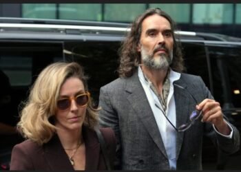 Russell Brand arrives at Southwark Crown Court in London as his trial on seven criminal charges begins.
