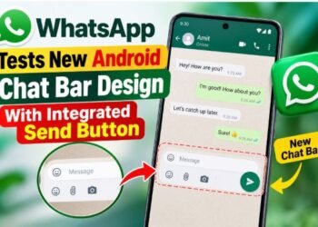 WhatsApp tests a redesigned Android chat bar with a circular send button and updated messaging interface.