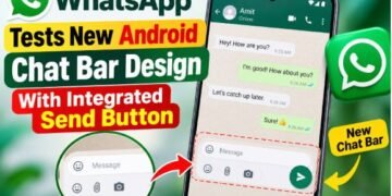 WhatsApp tests a redesigned Android chat bar with a circular send button and updated messaging interface.